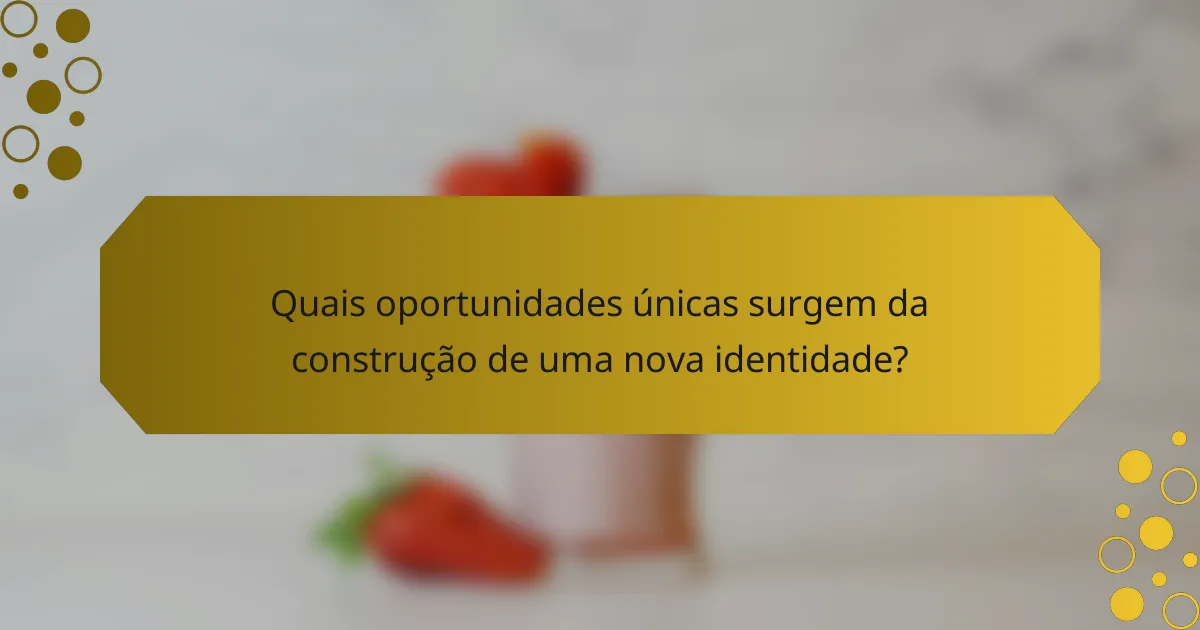 Quais oportunidades únicas surgem da construção de uma nova identidade?